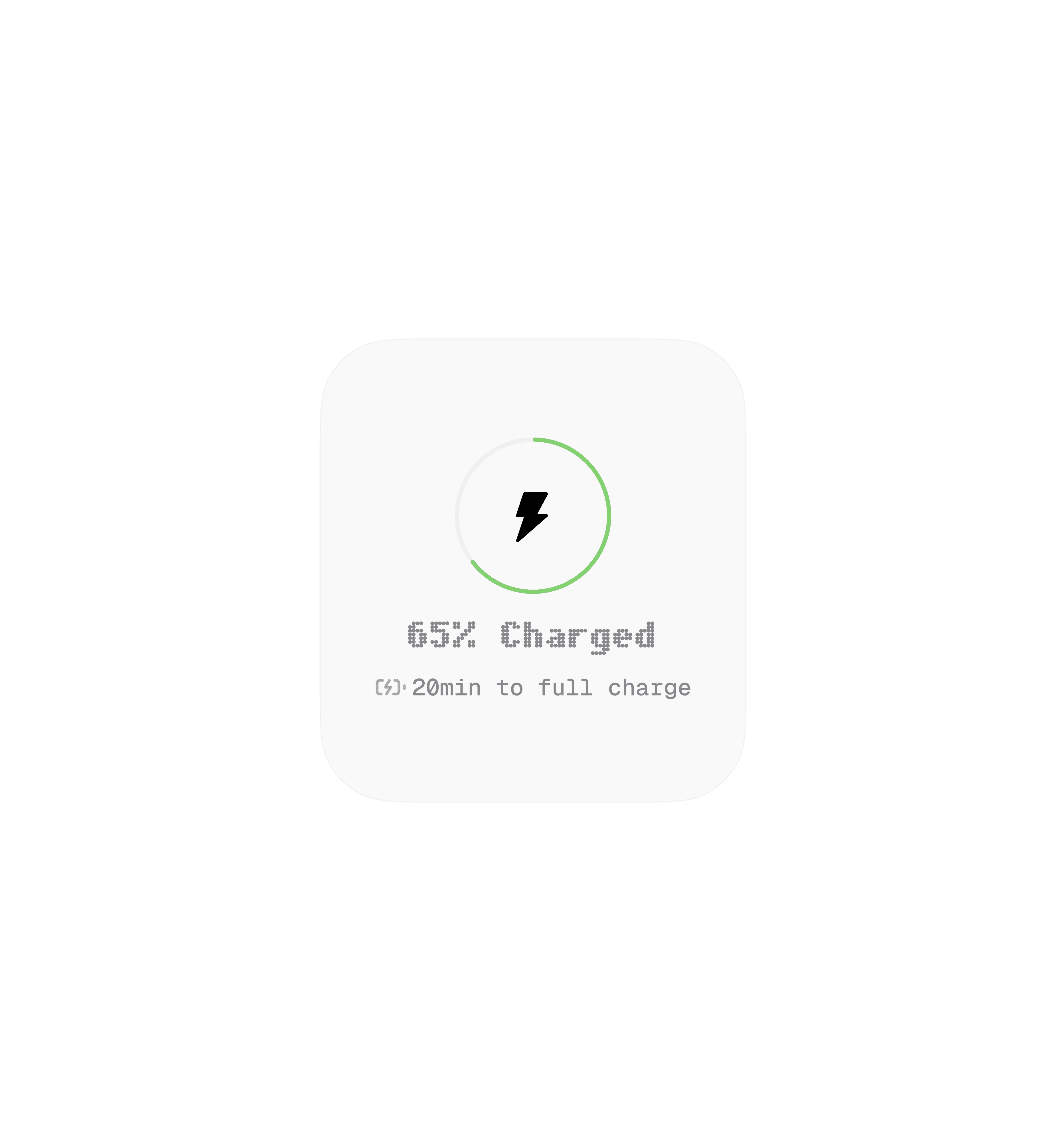 A charging widget showing battery level and time to full