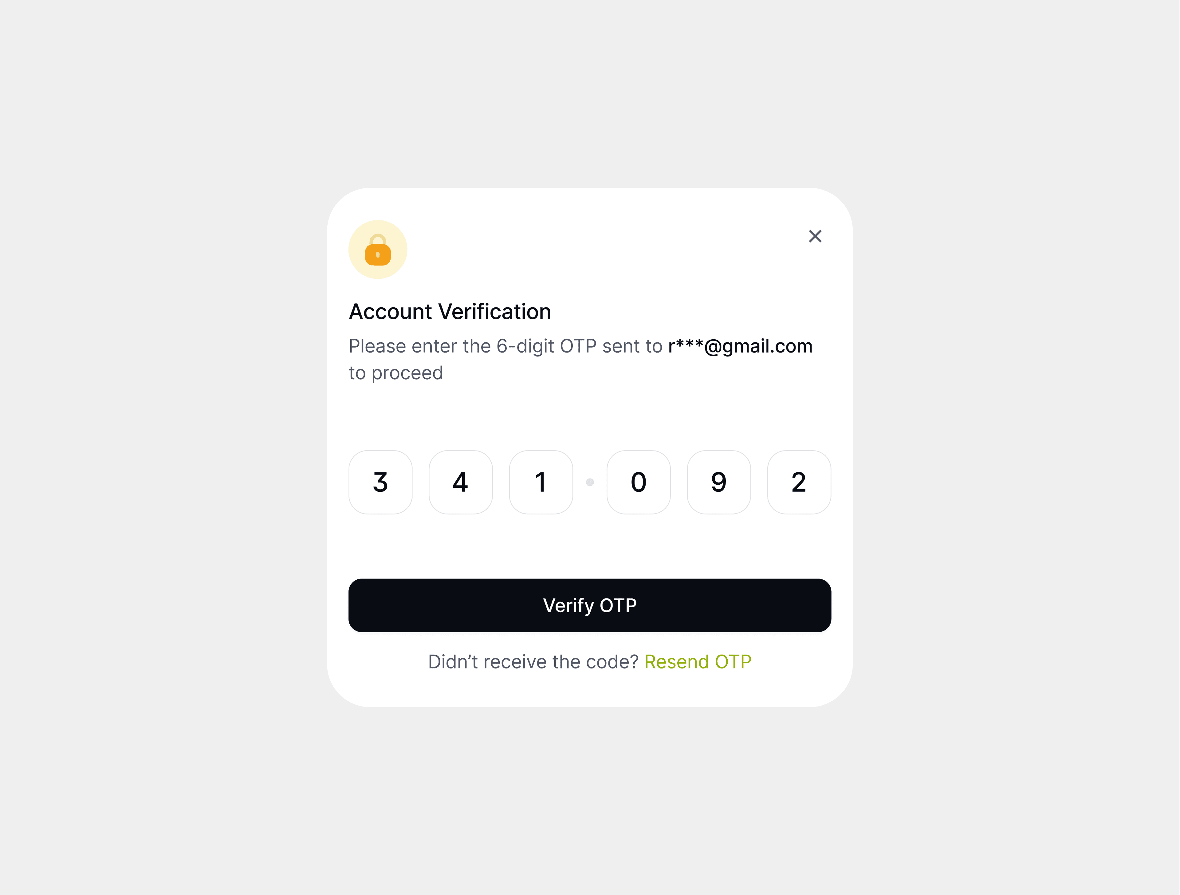 A six digit OTP verification screen